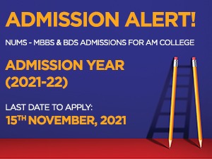 NUMS MBBS BDS ad for AM College 2021-22