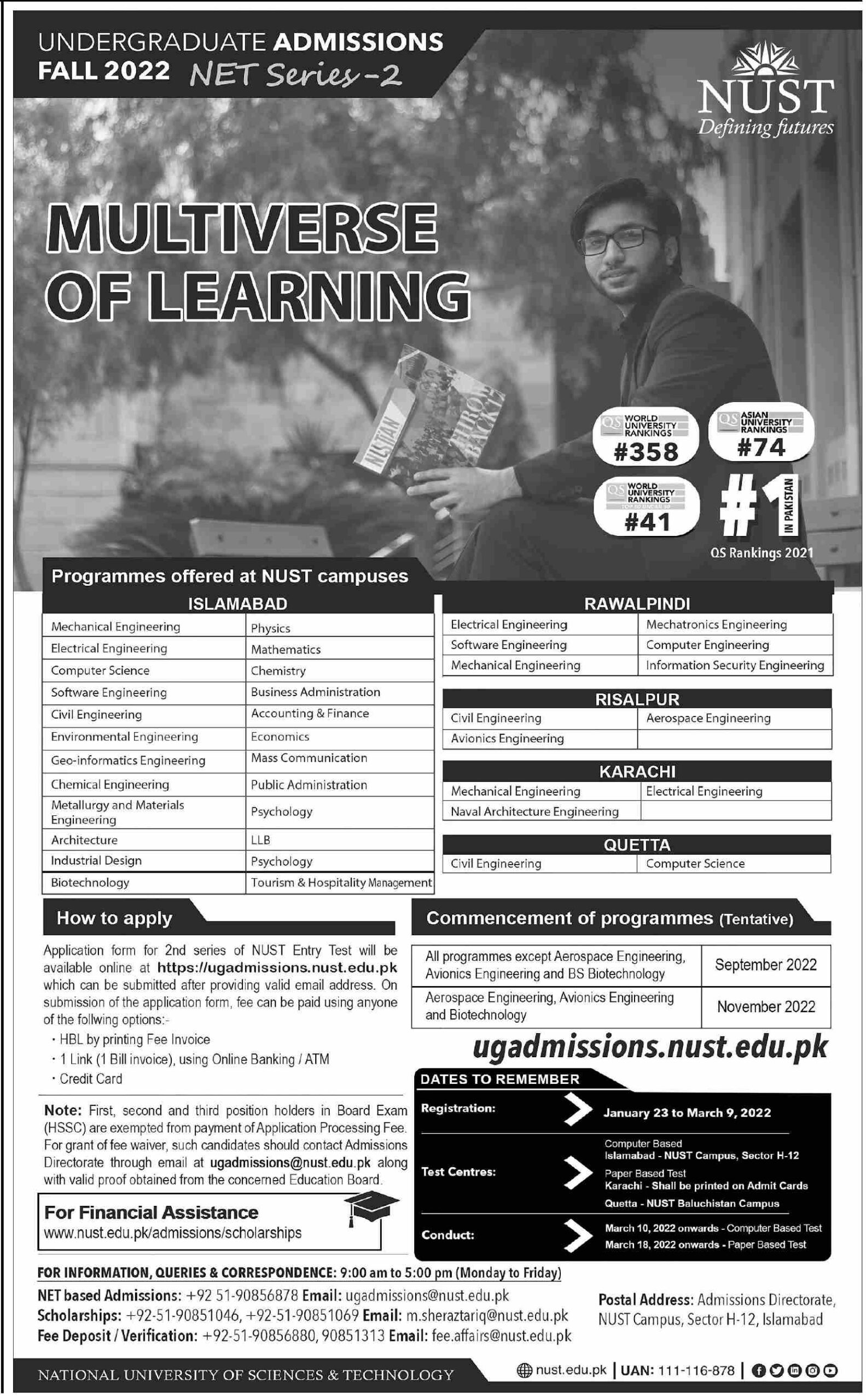 NUST Registration Schedule NET Series II 2022 STEP By PGC NUST Registration Schedule NET Series II 2022 STEP By PGC