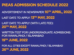 PIEAS Admission Schedule 2022