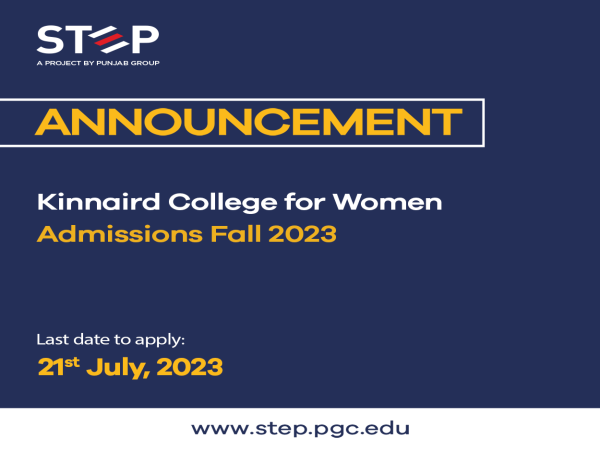 Kinnaird College for Women Admissions Fall 2023 STEP by PGC