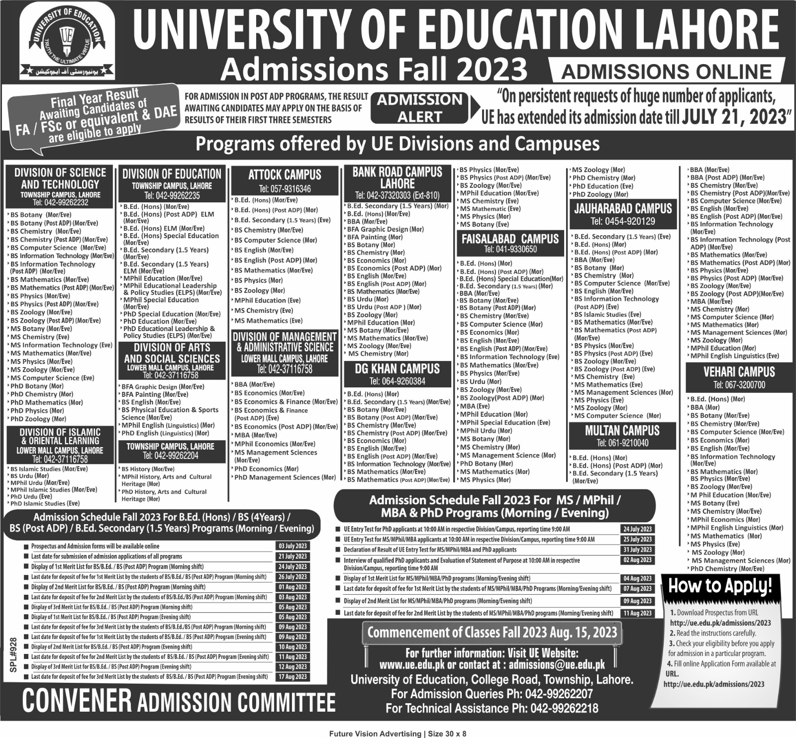 UNIVERSITY OF EDUCATION EXTENDED ADMISSION DATES 2023 - STEP by PGC