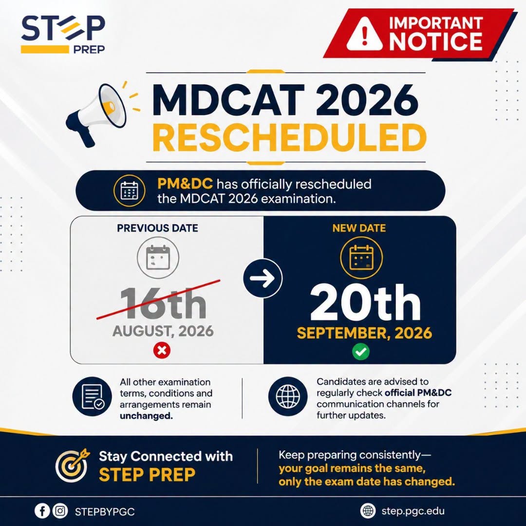 MDCAT News notice 2026
