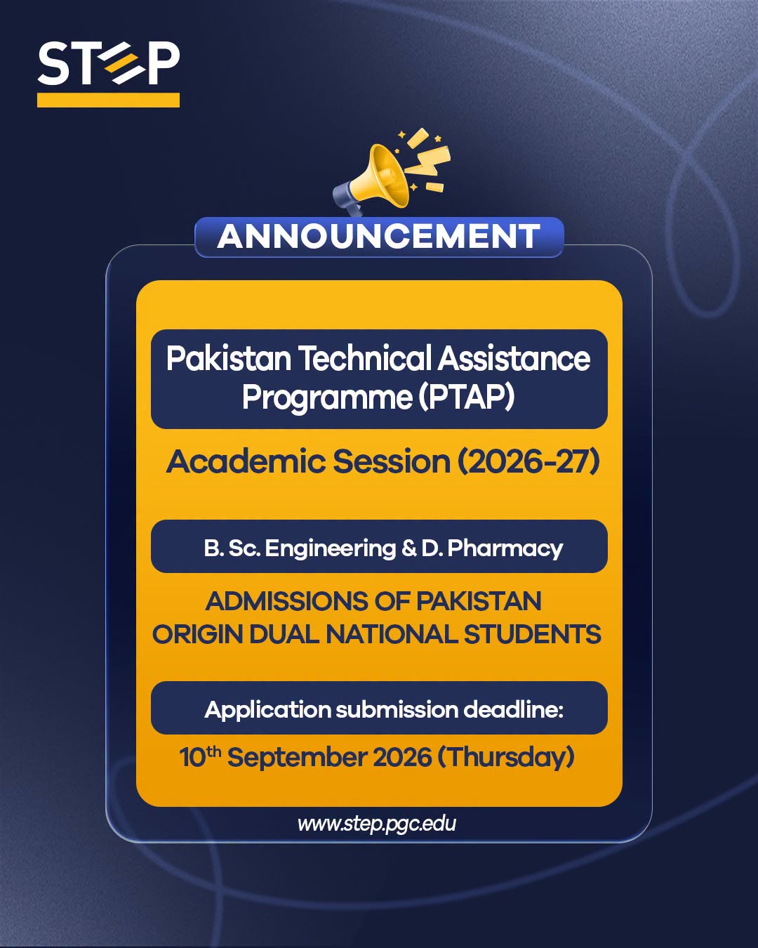 PAKISTAN TECHNICAL ASSISTANCE PROGRAMME PTAP